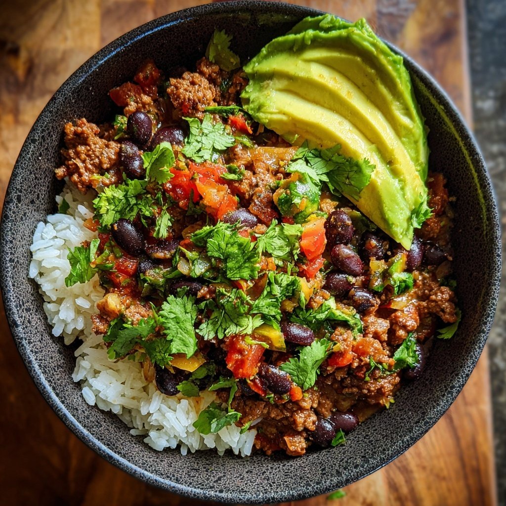 High Protein Beef Burrito Bowl