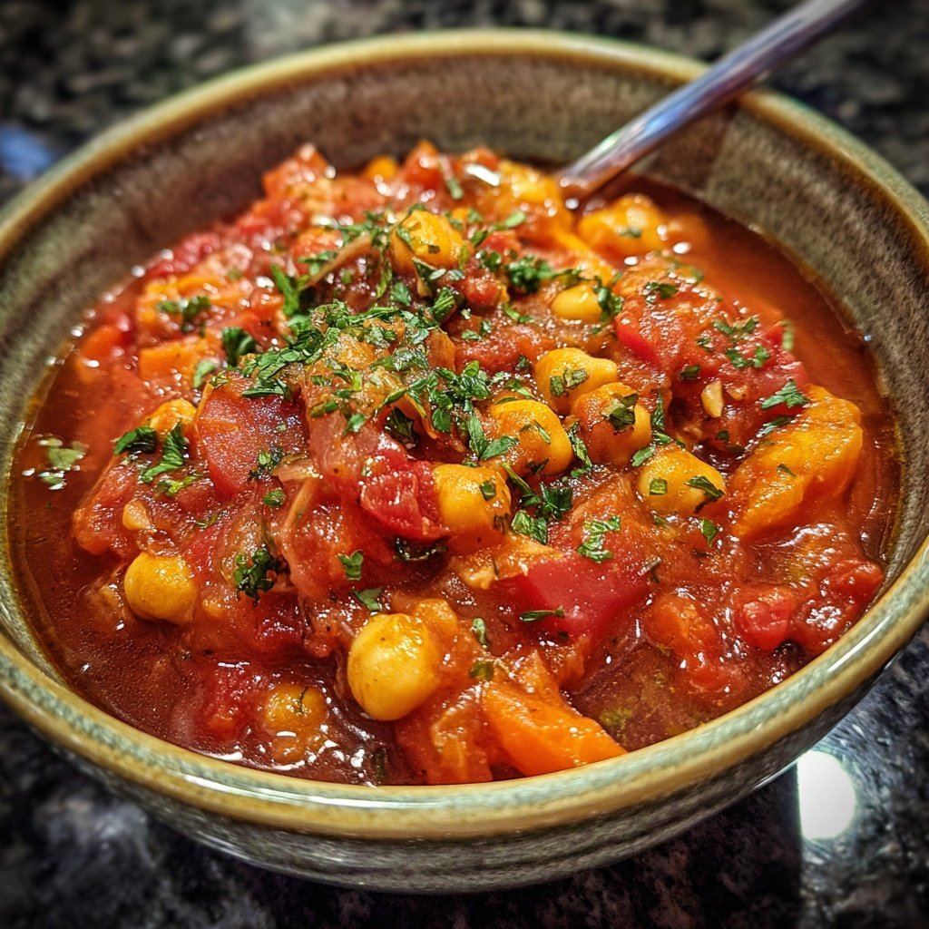 Healthy Crockpot Tomato Chickpea Stew