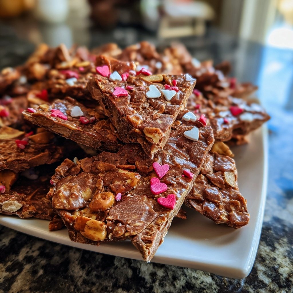 Valentines Snacks Chocolate Granola Bark