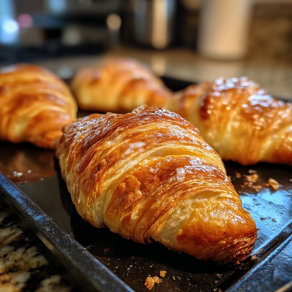 Flaky Breakfast Croissants With Butter