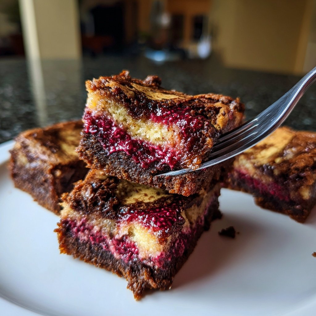 Cottage Cheese Brownies with Blackberry Swirl
