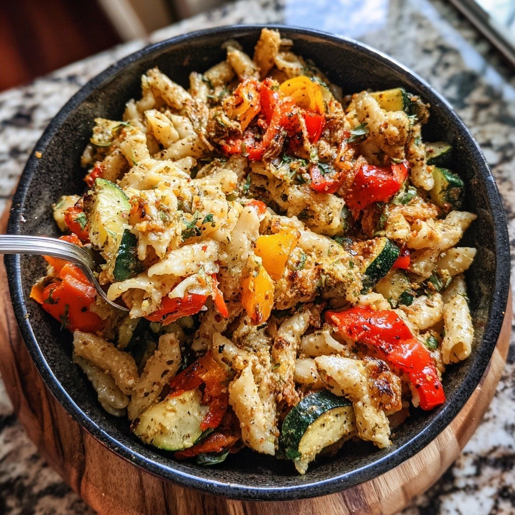 Healthy Lunch Roasted Vegetable Pasta Salad