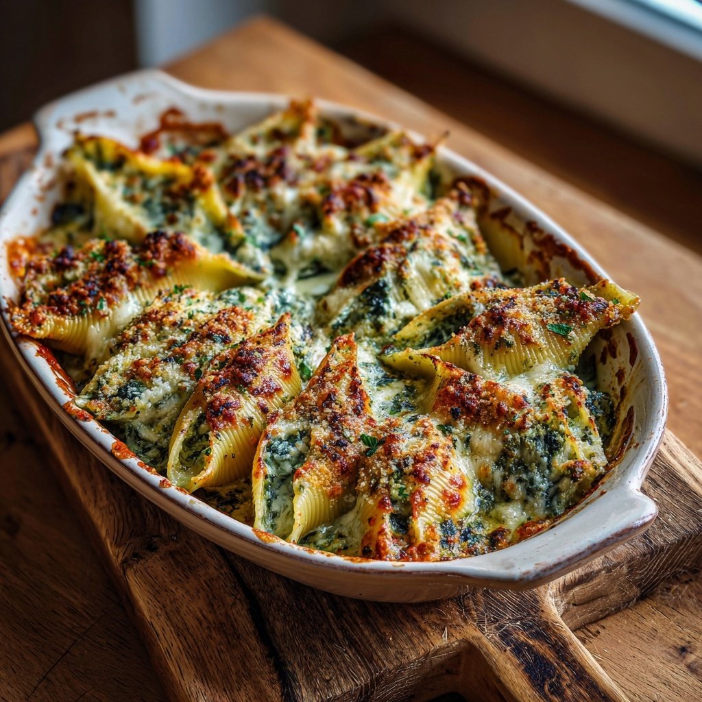 Creamy Spinach And Ricotta Stuffed Shells